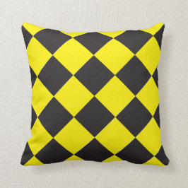 Cojín Decorativo Amarillo y negro comprobados del diamante