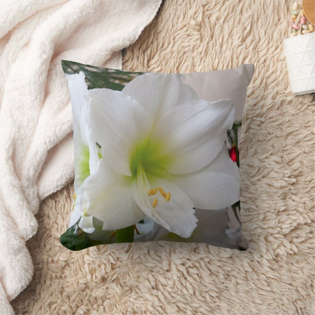 Cojín Decorativo Amaryllis blanco y árbol de Navidad (Manta)