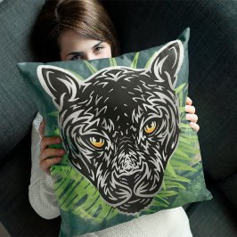 Cojín Decorativo Amazonía tropical de la pantera negra