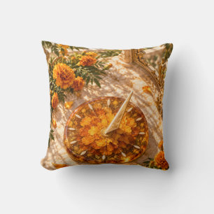 Cojín Decorativo Amber Marigold Reloj de Sol Dorado Botánico Bodegó