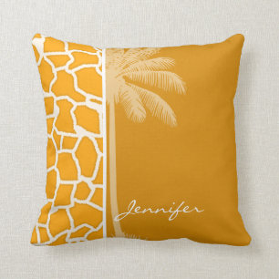 Cojín Decorativo Amber Naranja Giraffe Animal Print; Palm