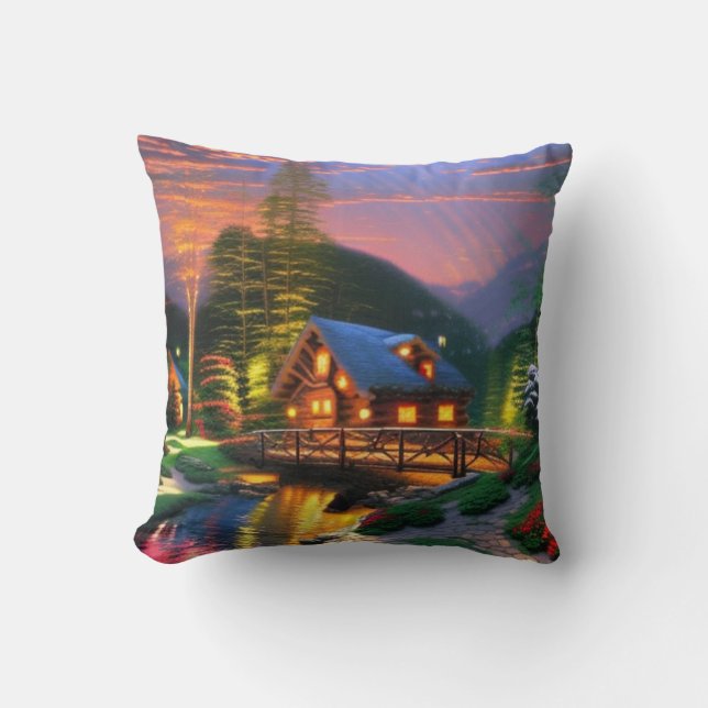 Cojín Decorativo Ambiente de Cabaña (Anverso)