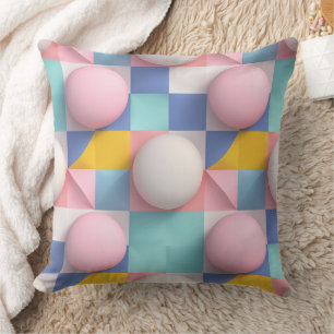 Cojín Decorativo Ámbitos 3D Pastel y Patrón Geométrico
