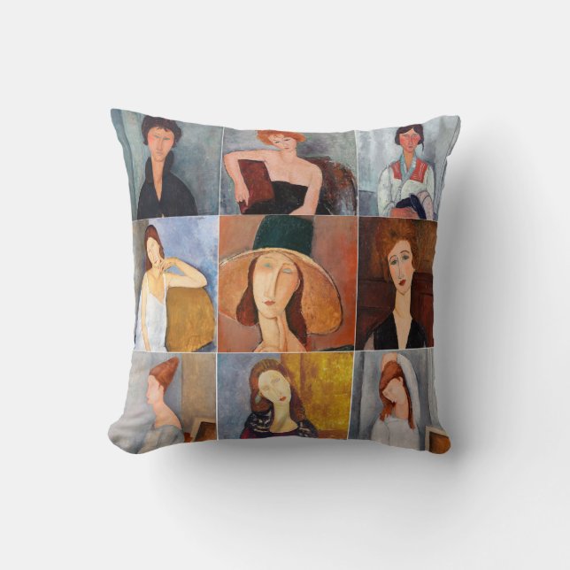 Cojín Decorativo Amedeo Modigliani - Collage de obras maestras (Anverso)