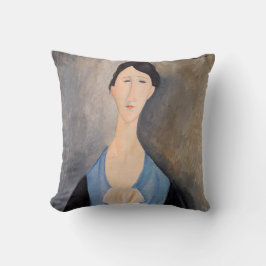 Cojín Decorativo Amedeo Modigliani - Joven mujer azul