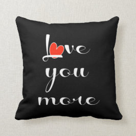 Cojín Decorativo Ámele más, el corazón rojo blanco de w en negro