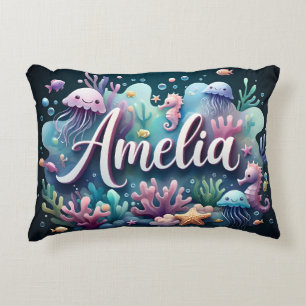 Cojín Decorativo Amelia Name Ocean Theme Decorated Sea Life