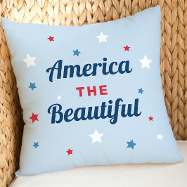 Cojín Decorativo América la Hermosa Estrella Azul Patriótica