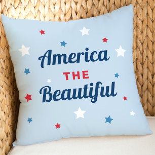 Cojín Decorativo América la Hermosa Estrella Azul Patriótica