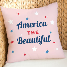 Cojín Decorativo América la Hermosa Estrella Rosa Patriótica