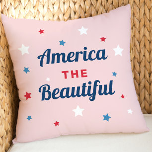 Cojín Decorativo América la Hermosa Estrella Rosa Patriótica