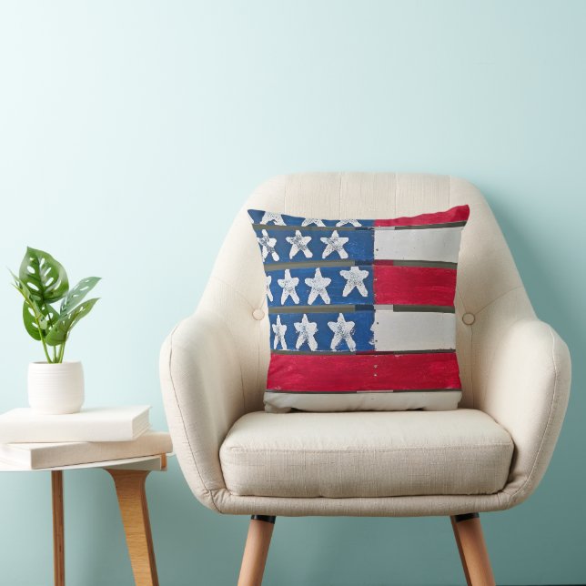 Cojín Decorativo American Flag Painted On Wooden Pallet (Silla)