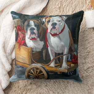 Cojín Decorativo American Staffordshire Trineo Nevado Navidad 