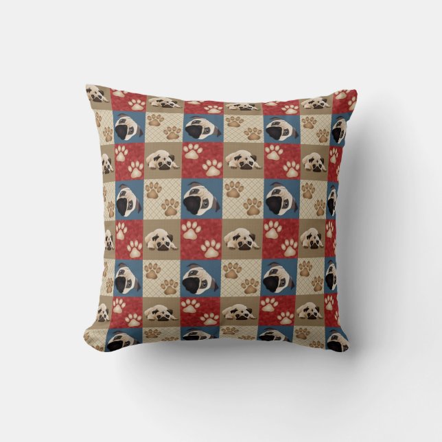 Cojín Decorativo Americana Quilt Pug (Anverso)