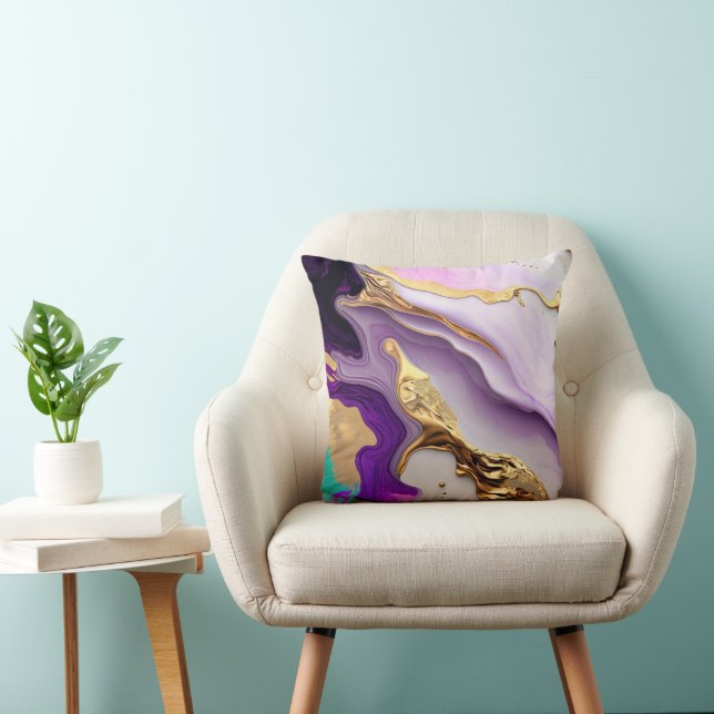 Cojín Decorativo Amethyst & Blush Marble with Liquid Gold (Silla)