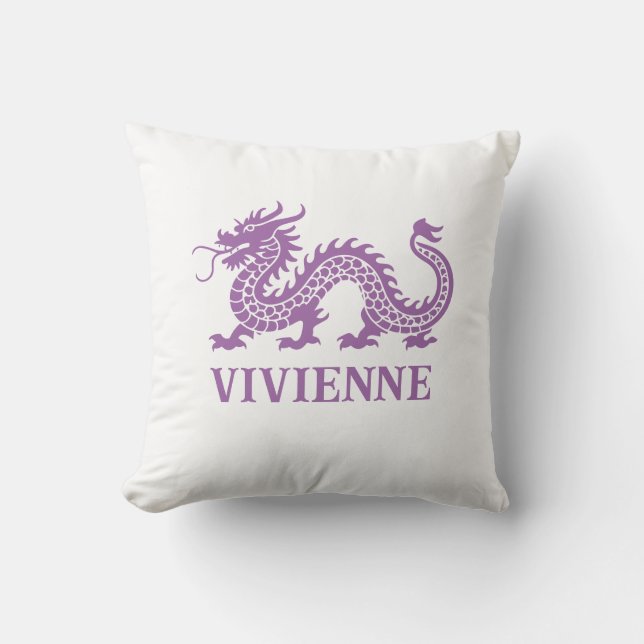 Cojín Decorativo Amethyst Purple Chinoiserie Dragon Nombre personal (Anverso)