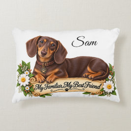 Cojín Decorativo Amigo Dachshund Marrón Personalizado Mejor Amigo