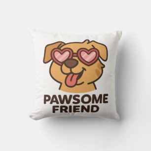 Cojín Decorativo Amigo Increíble Perro Genial con Gafas de Corazón