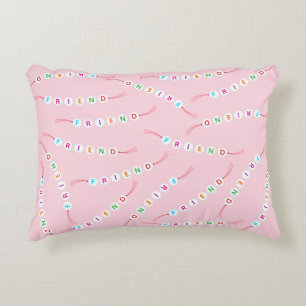 Cojín Decorativo Amigo lindo amistad patrón de pulsera luz rosa