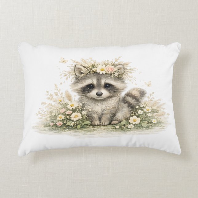 Cojín Decorativo Amigo Mapache del Bosque (Anverso)