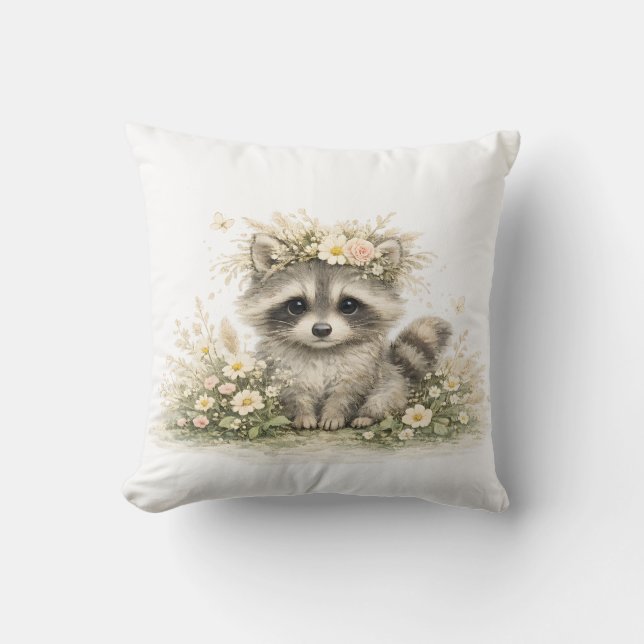 Cojín Decorativo Amigo Mapache del Bosque (Anverso)