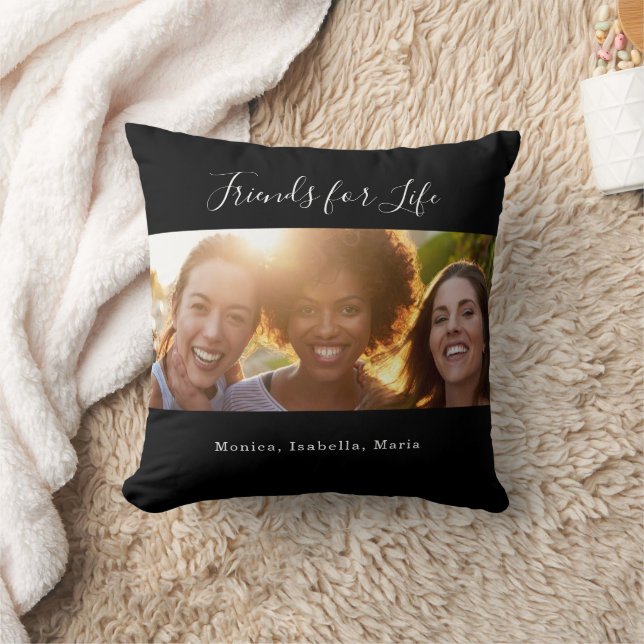 Cojín Decorativo Amigos BFF foto nombres negros (Manta)