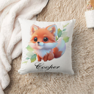 Cojín Decorativo Amigos botánicos de Cute baby fox Forest