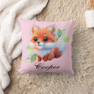Cojín Decorativo Amigos botánicos de Cute baby fox Forest