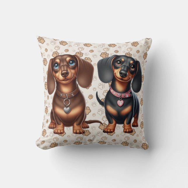 Cojín Decorativo Amigos de Cute Dachshund (Anverso)