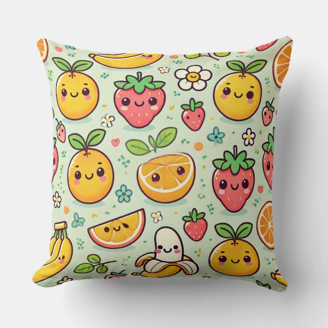 Cojín Decorativo Amigos de la fruta (Anverso)