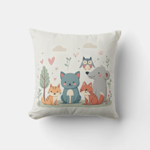 Cojín Decorativo Amigos de los bosques - Whimsical Animal Cushion
