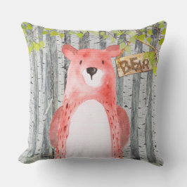 Cojín Decorativo Amigos de Woodland - ilustracion acuarela