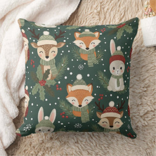 Cojín Decorativo Amigos encantadores del bosque invernal – Animal f