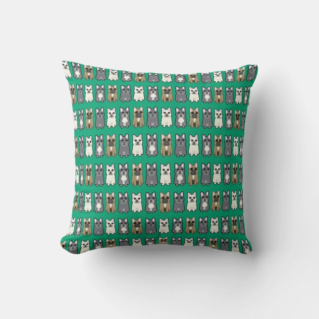 Cojín Decorativo amigos Frenchie, verde (Anverso)