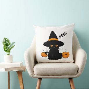 Cojín Decorativo Amigos Personalizados honrados de Halloween, gato 