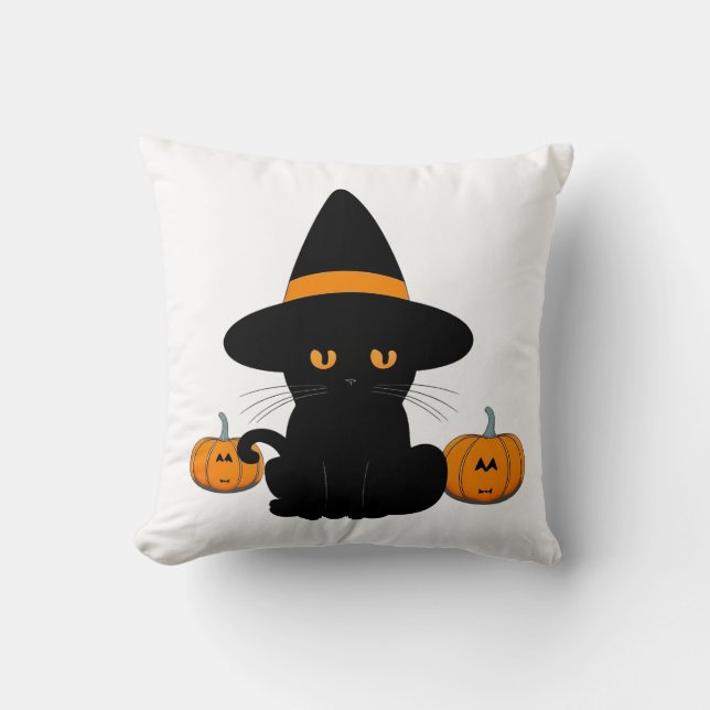 Cojín Decorativo Amigos Personalizados honrados de Halloween, gato  (Anverso)