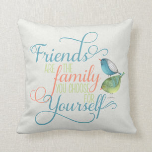 Cojín Decorativo Amigos son la familia que eliges tipografía