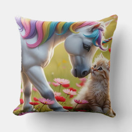 Cojín Decorativo Amigos Unicornio Mágico y Gatito 