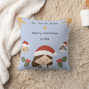 Cojín Decorativo Amigos Veterinarios Personalizados de Navidad