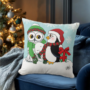 Cojín Decorativo Amistad con las Lechuzas de Nieve