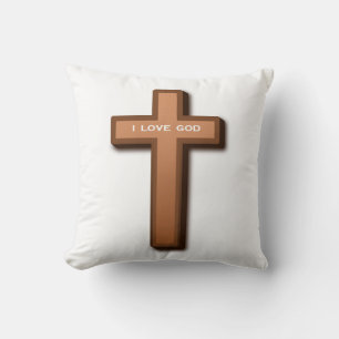 COJÍN DECORATIVO "AMO A DIOS" CRUZ