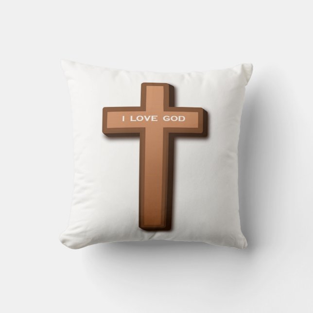 COJÍN DECORATIVO "AMO A DIOS" CRUZ (Anverso)