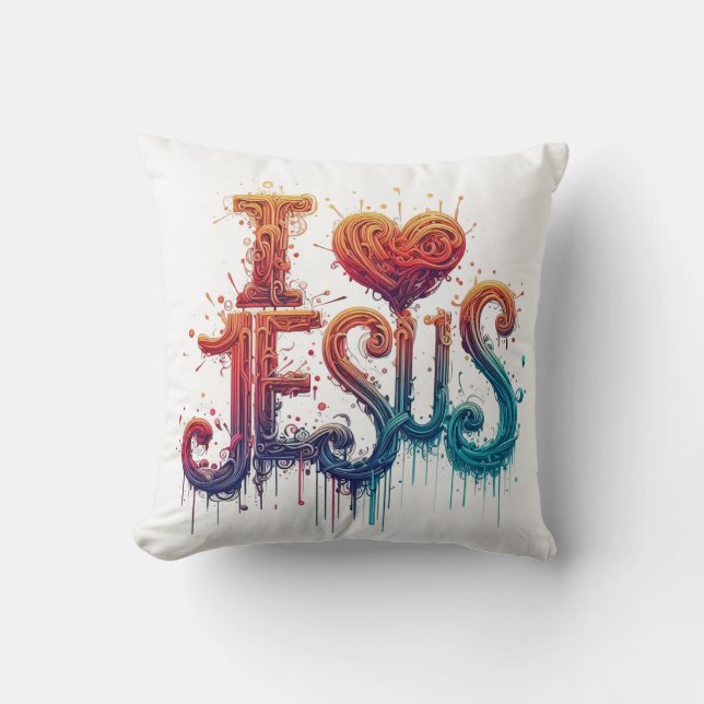 Cojín Decorativo Amo a Jesús #3 (Anverso)