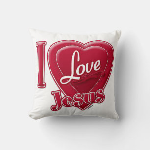 Cojín Decorativo Amo a Jesús Corazón Rojo