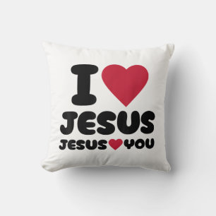 Cojín Decorativo Amo a Jesús y Jesús te ama cristiano