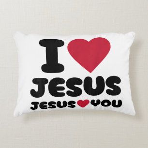 Cojín Decorativo Amo a Jesús y Jesús te ama cristiano