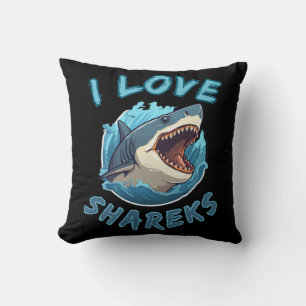 Cojín Decorativo Amo a los tiburones Fisher