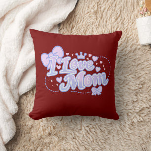 Cojín Decorativo Amo a Mamá – Diseño Kawaii Pastel