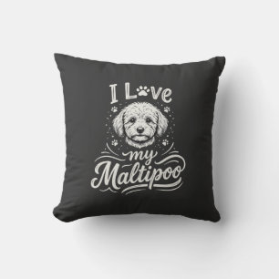 Cojín Decorativo Amo a mi amante del perro Maltipoo