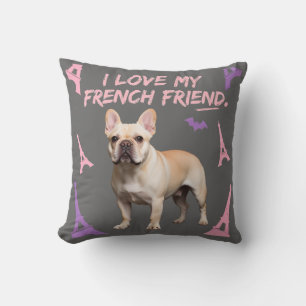 Cojín Decorativo Amo a mi amigo francés Bulldog amante de los perro